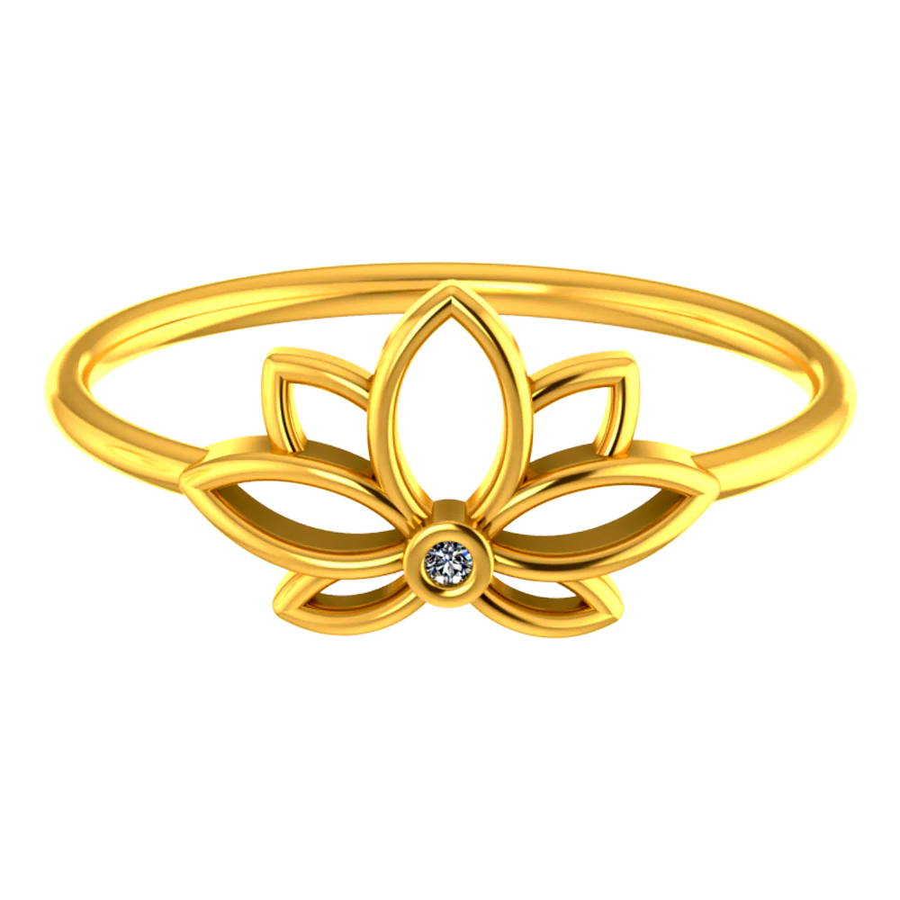 Lotus Shaped Floral Design On Top Of A 18k Diamond Ring - Image 3