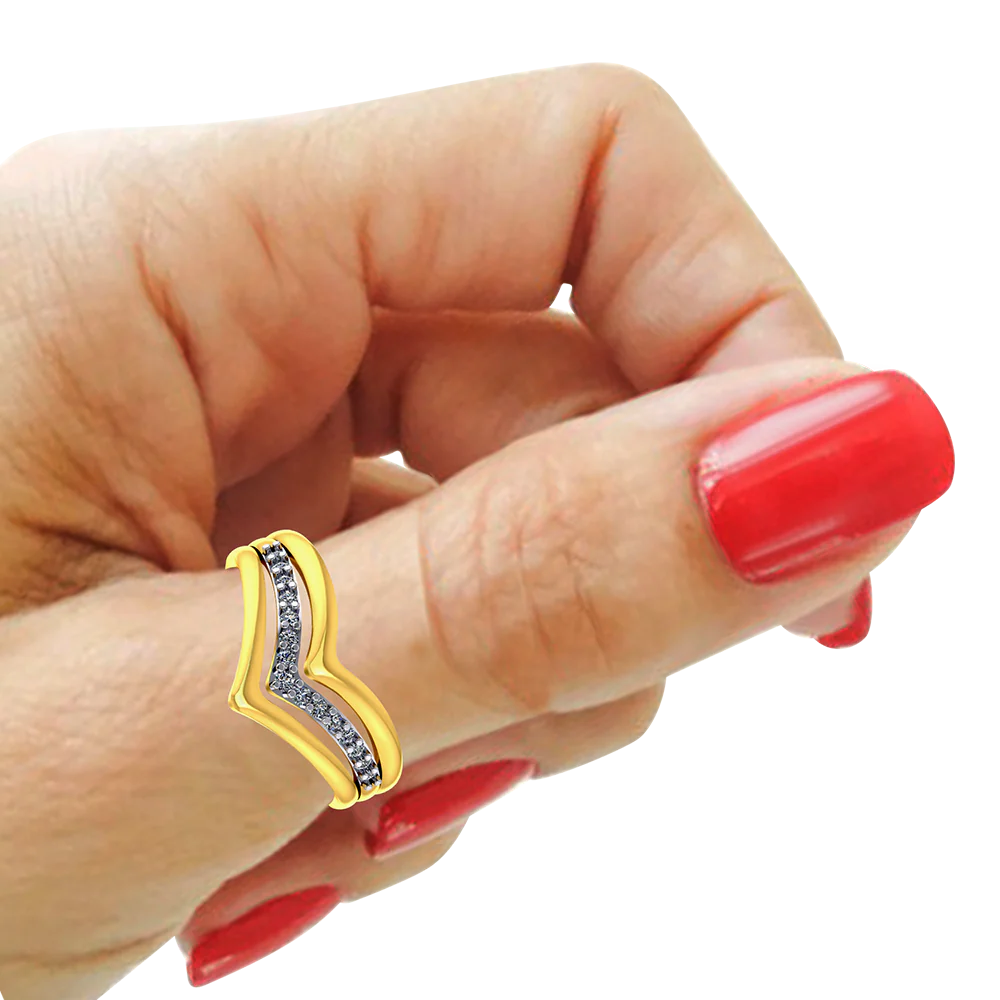 Lovely 14k Gold With Diamond Embellishment Thumb Ring From Diamond Collection Pc Chandra - Image 6