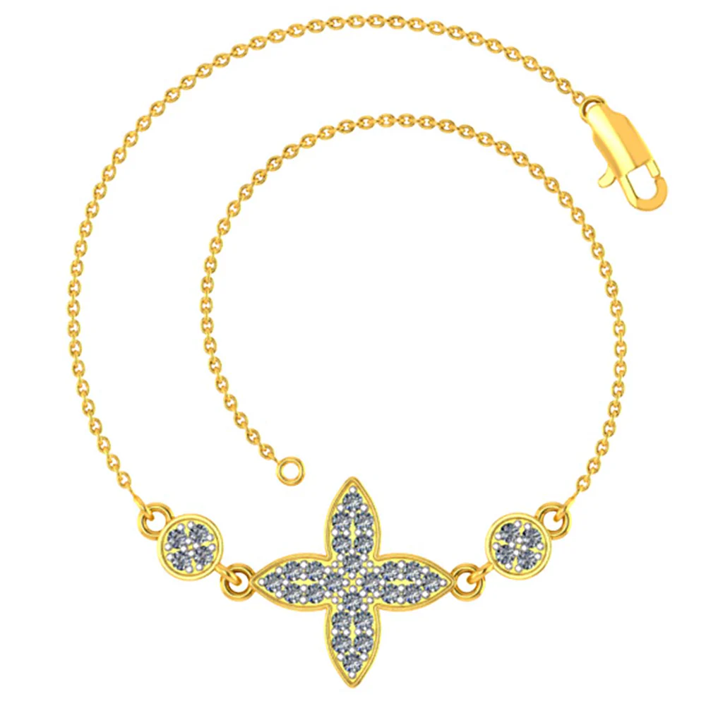 Lovely 18k Gold And Diamond Embellished Flower Motif Bracelet Pc Chandra Jewellers - Image 4