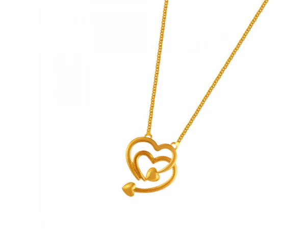 Lovely Heart And Arrow Shape 22k Gold Jewellery Set - Image 7