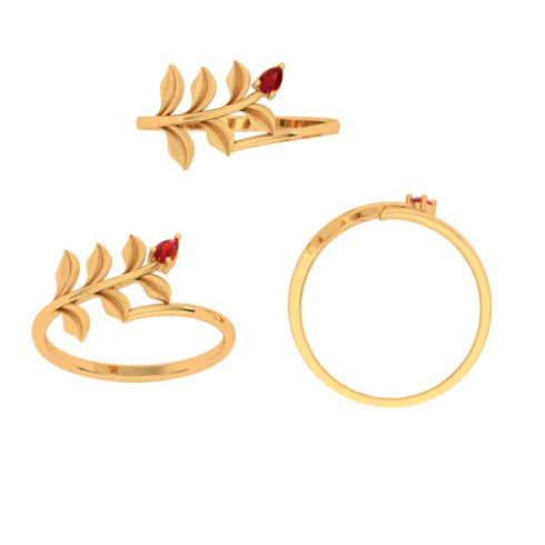 Lovely Leaf Gold Ring - Image 6