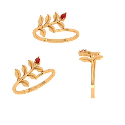 Lovely Leaf Gold Ring - Image 7