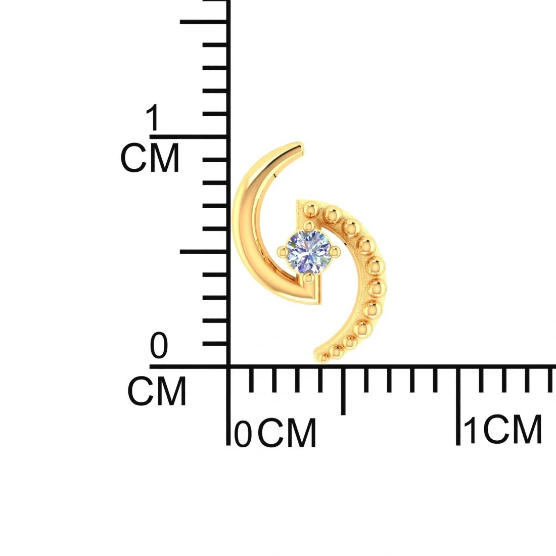Lunara 14KT (585) Yellow Gold and Certified Natural Diamond Stud Earrings - Image 4