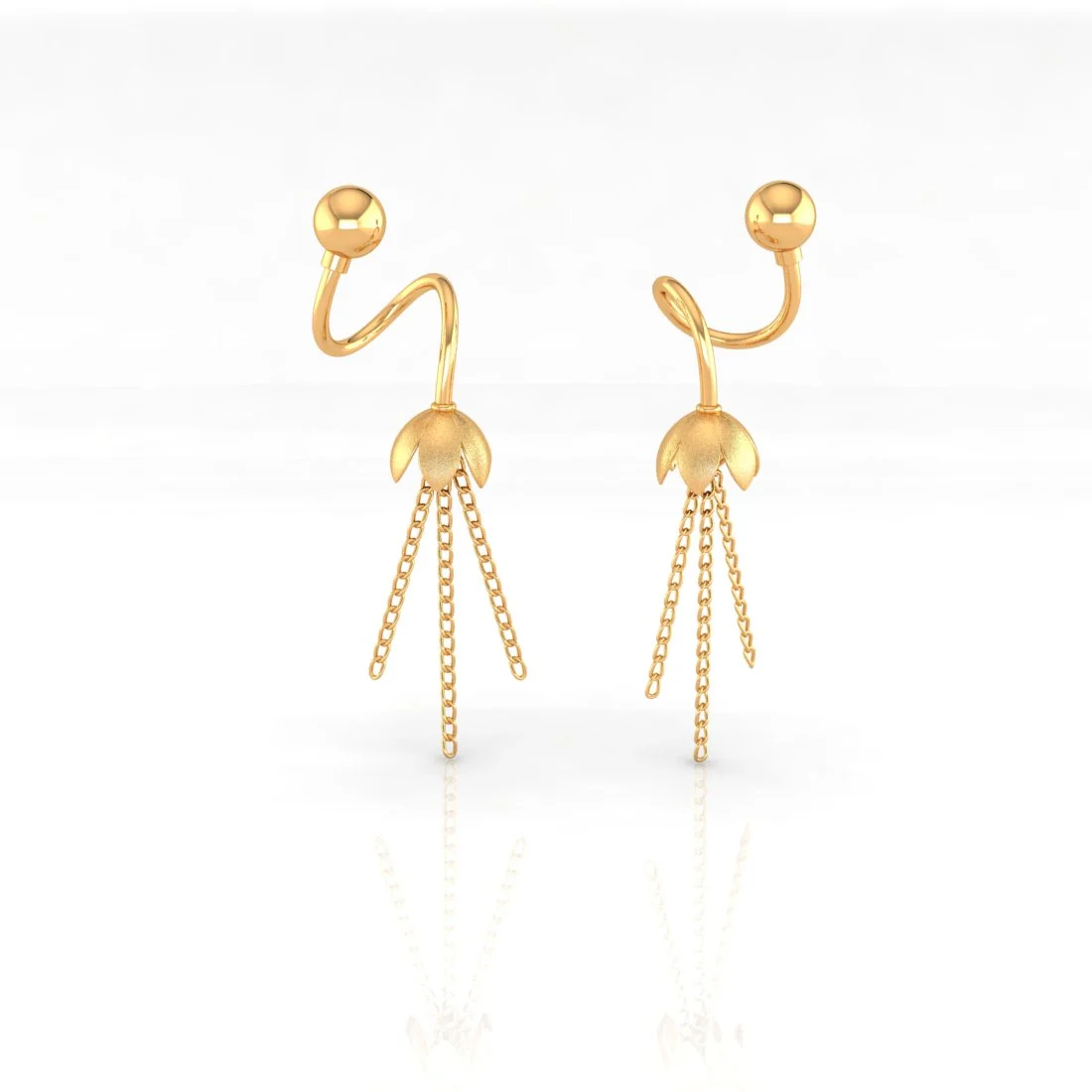 Lustrous 22K Gold Elegant & Timeless Design Drop Earrings for Women - Image 3