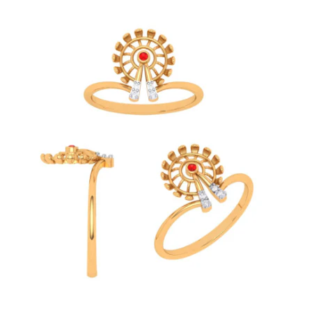Lustrous Red Designer Gold Ring For Women - Image 7