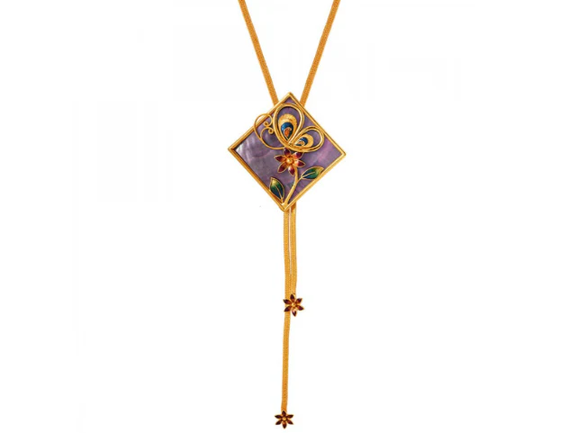 Majestic Diamond Shape 22k Gold Jewellery Set In Meenakari Style - Image 6