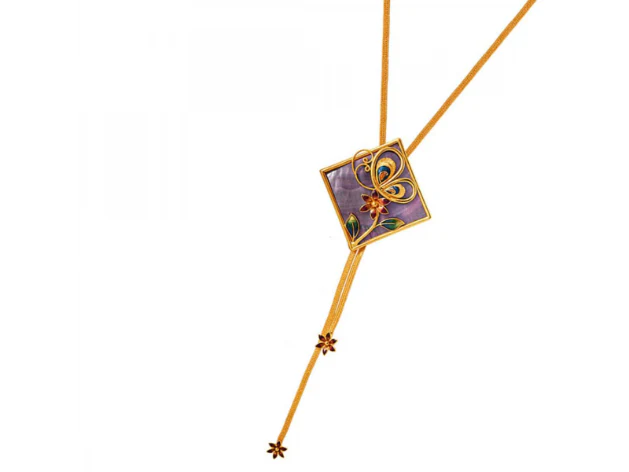 Majestic Diamond Shape 22k Gold Jewellery Set In Meenakari Style - Image 7