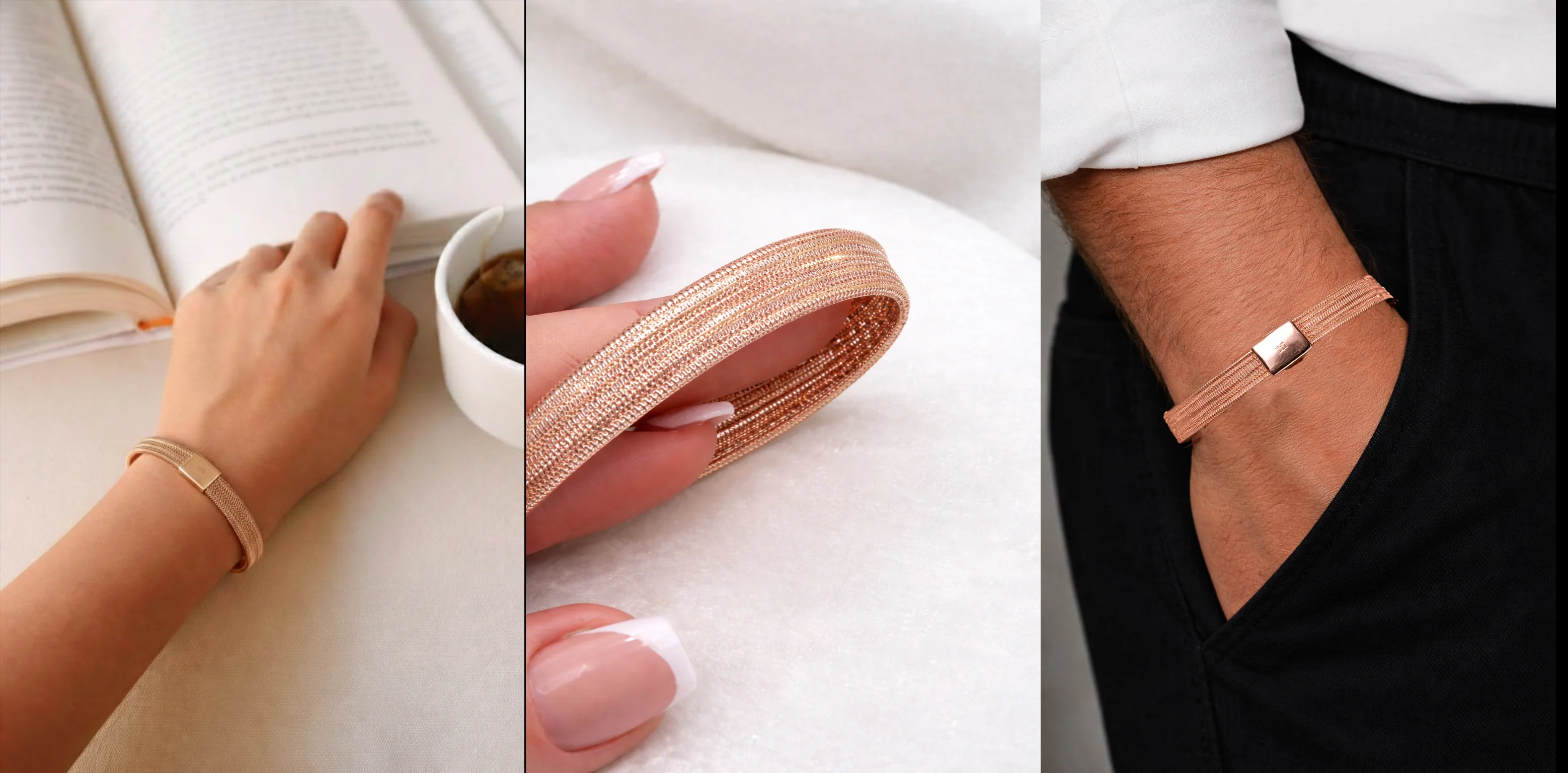MeshFlex 18KT Rose Gold Unisex Stretch Bracelet (Expands up to 17 cm) - Image 6