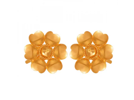 Mesmerising 22k Floral Gold Stud Earrings - Image 3