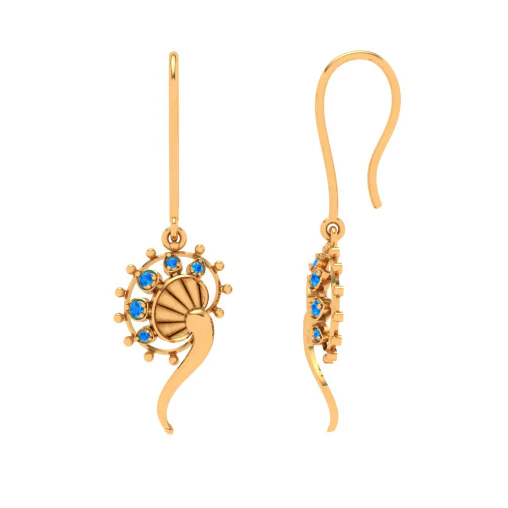 Mesmerizing Green Stone Studded Gold Jhumka Earring - Image 3