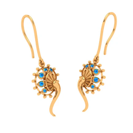 Mesmerizing Green Stone Studded Gold Jhumka Earring - Image 6