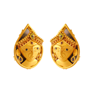 Minimalistic Yet Charming 22k Gold Earrings Designed With An Indian Goddess - Image 2