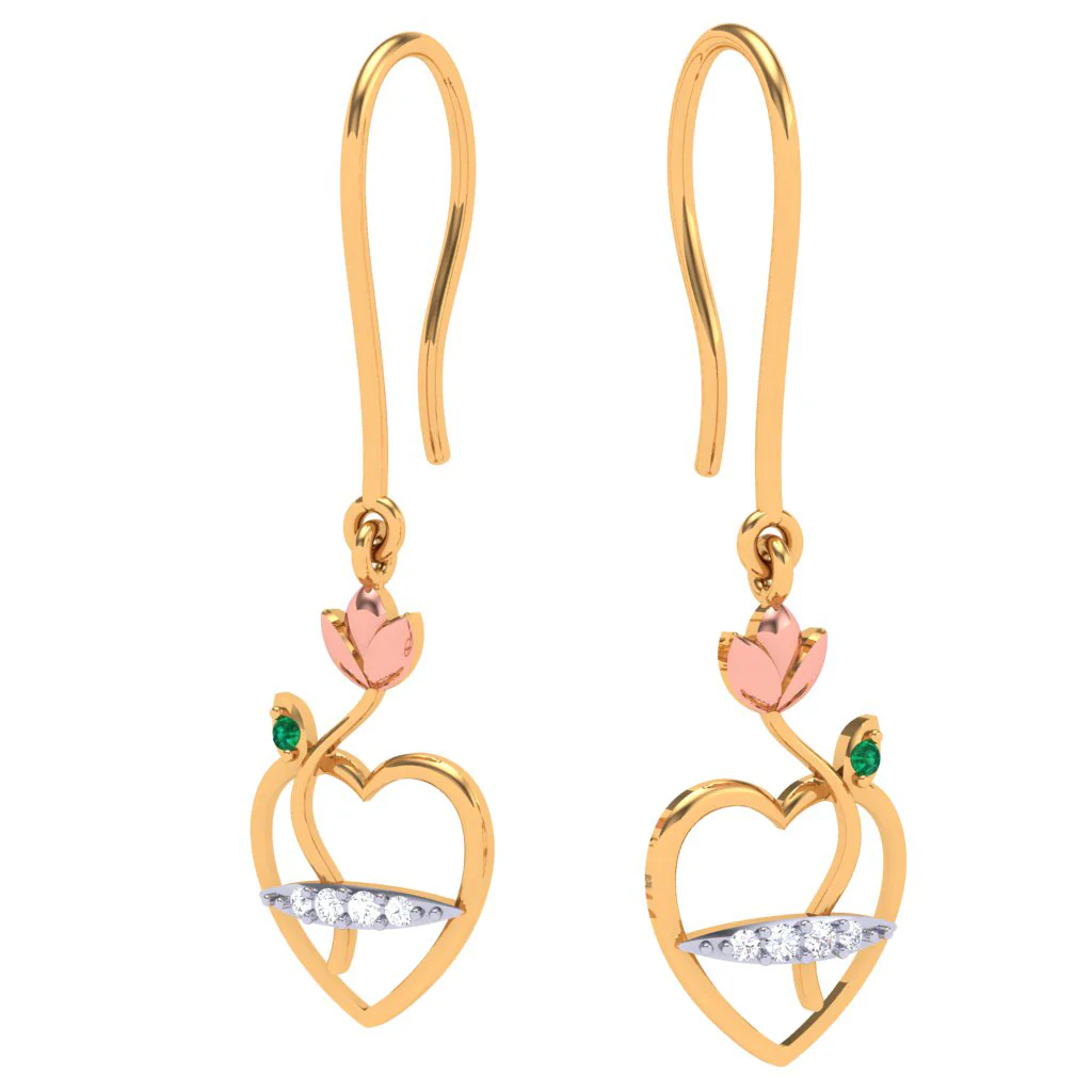 Nature-inspired Gold & Diamond Earring - Image 4