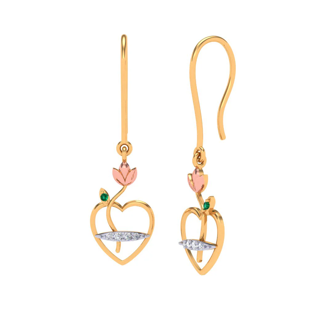 Nature-inspired Gold & Diamond Earring - Image 7
