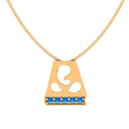 Ornate Blue Gemstone Ganesha 22k Gold Pendant - Image 4