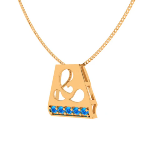 Ornate Blue Gemstone Ganesha 22k Gold Pendant - Image 5
