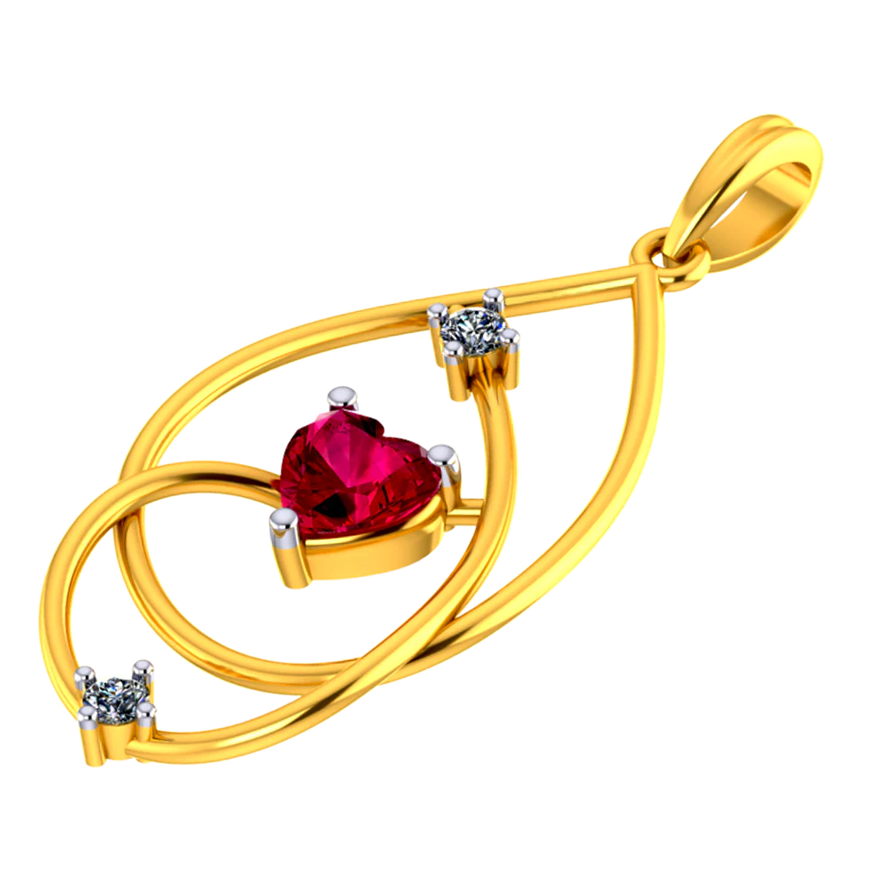 Oval Shaped Diamond Studded 18k Diamond Pendant With A Mini Heart - Image 2