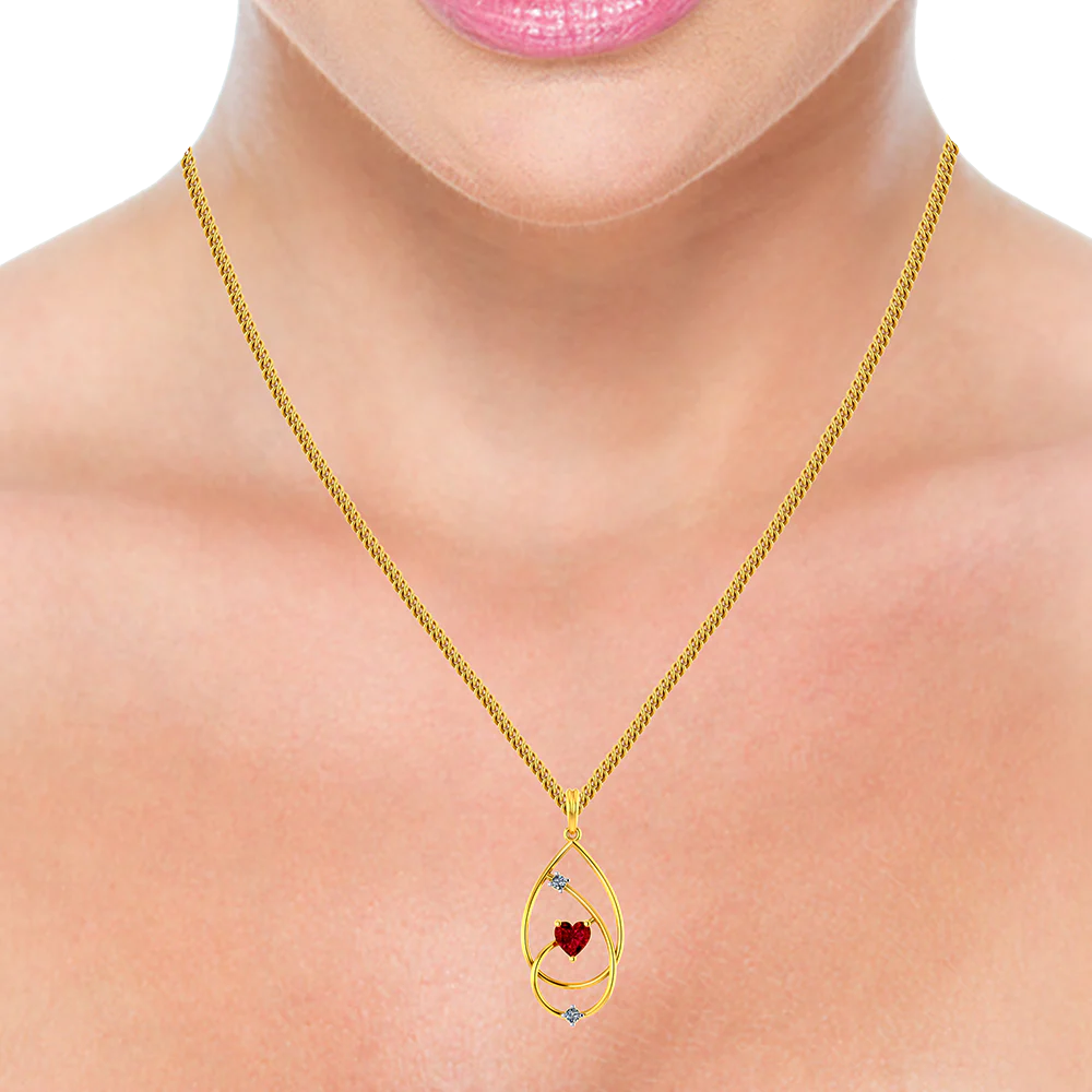 Oval Shaped Diamond Studded 18k Diamond Pendant With A Mini Heart - Image 5