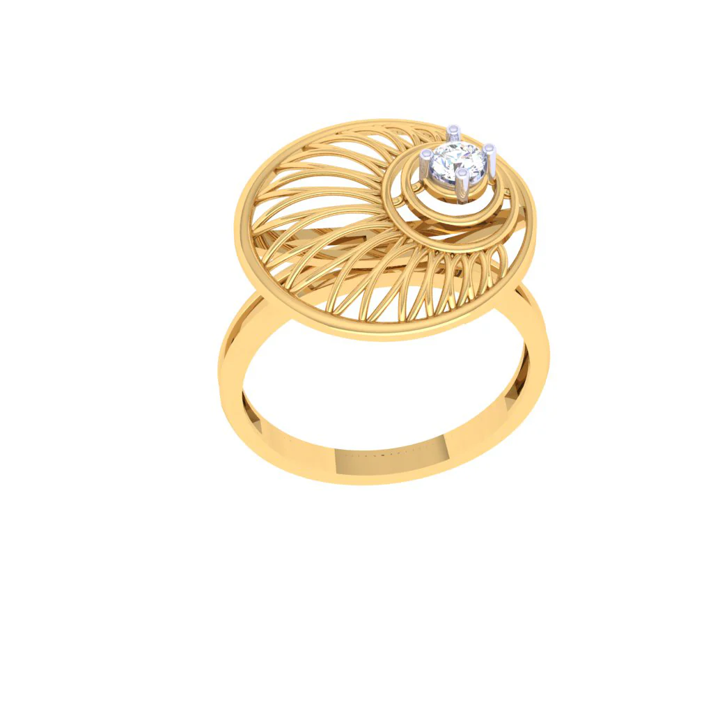 Petal Motif Circular Gold Ring - Image 2