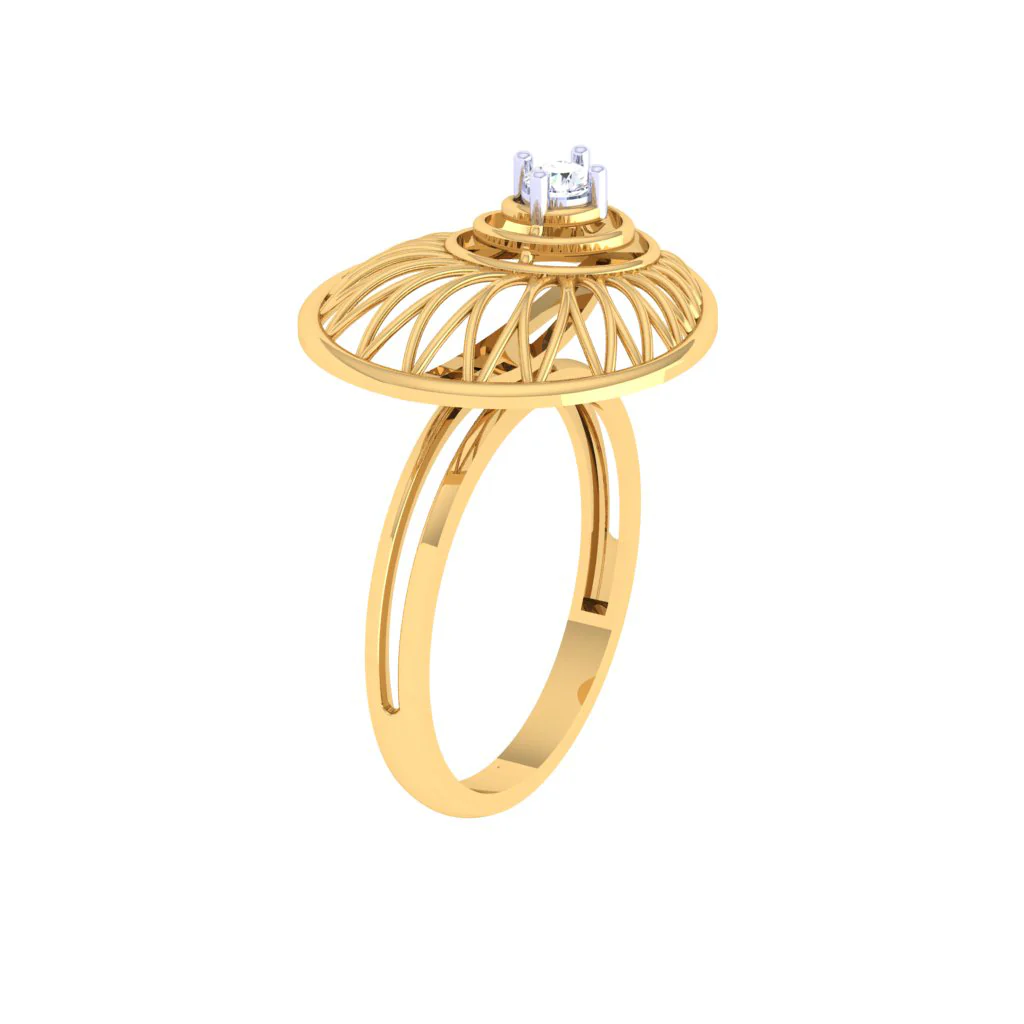 Petal Motif Circular Gold Ring - Image 3