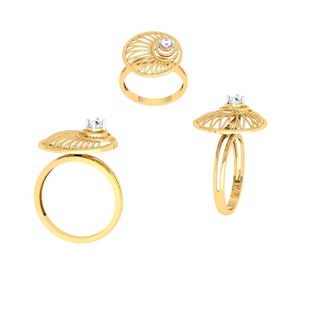 Petal Motif Circular Gold Ring - Image 5
