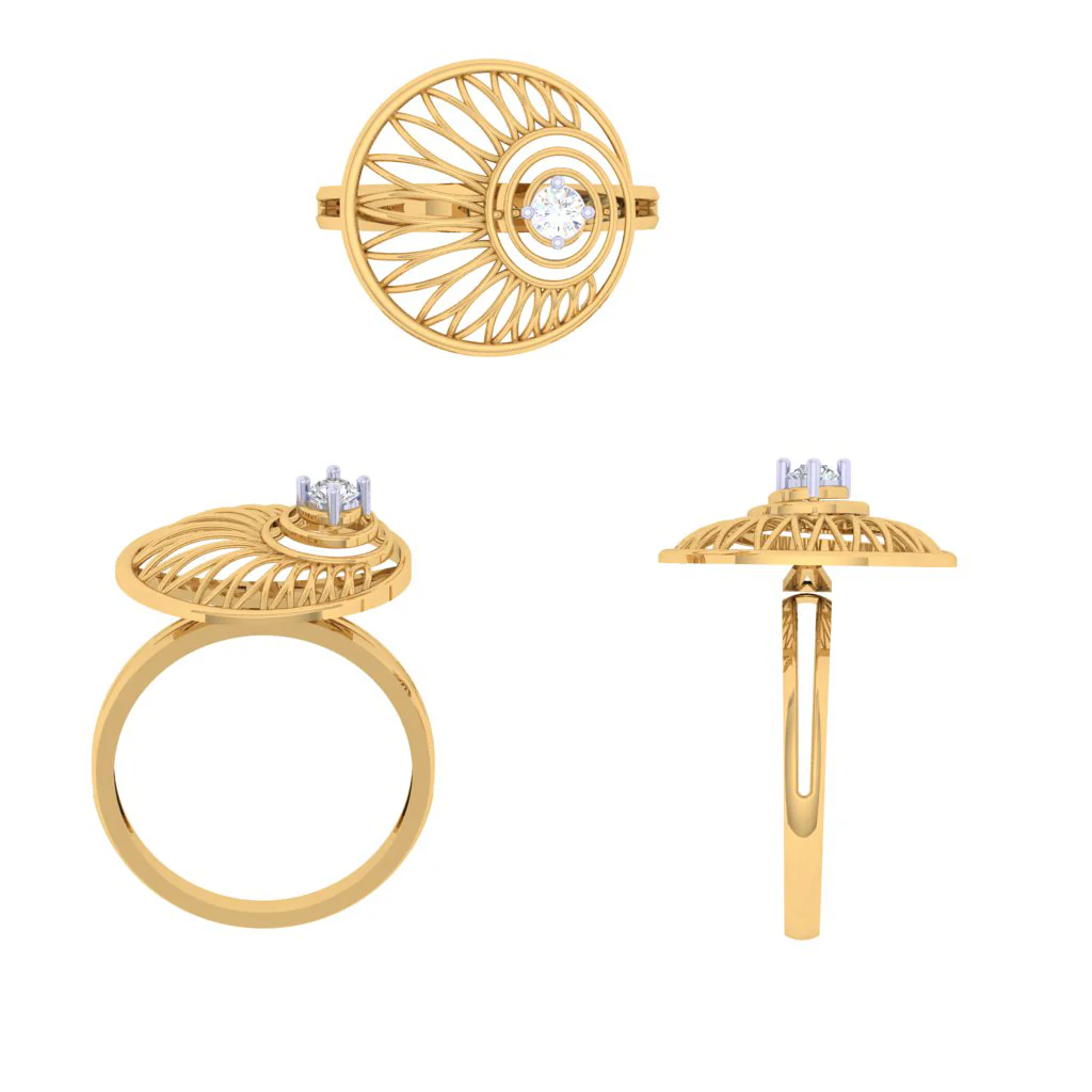 Petal Motif Circular Gold Ring - Image 6