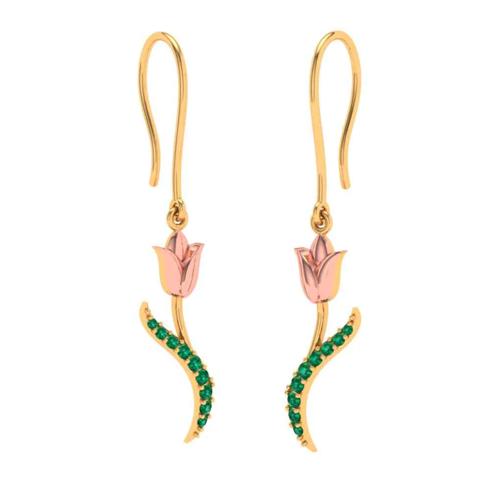Pretty Floret Gold Earring - Image 4