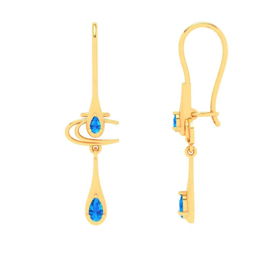 Raindrop Shaped Season Special Gold Earring Design - Image 3