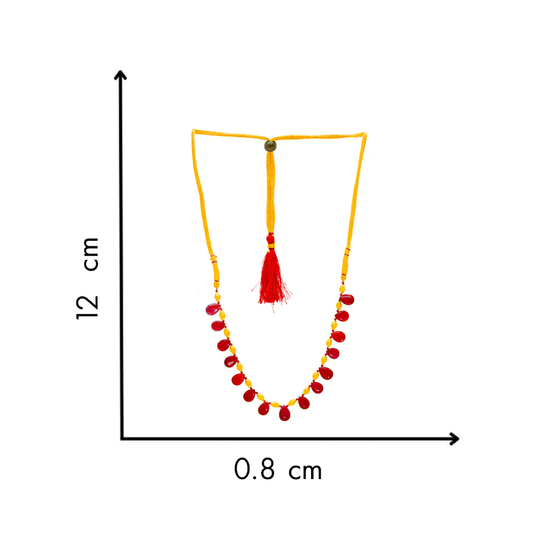Raktima 22KT (916) Traditional Tushi Necklace with Red Drop Beads - Image 5