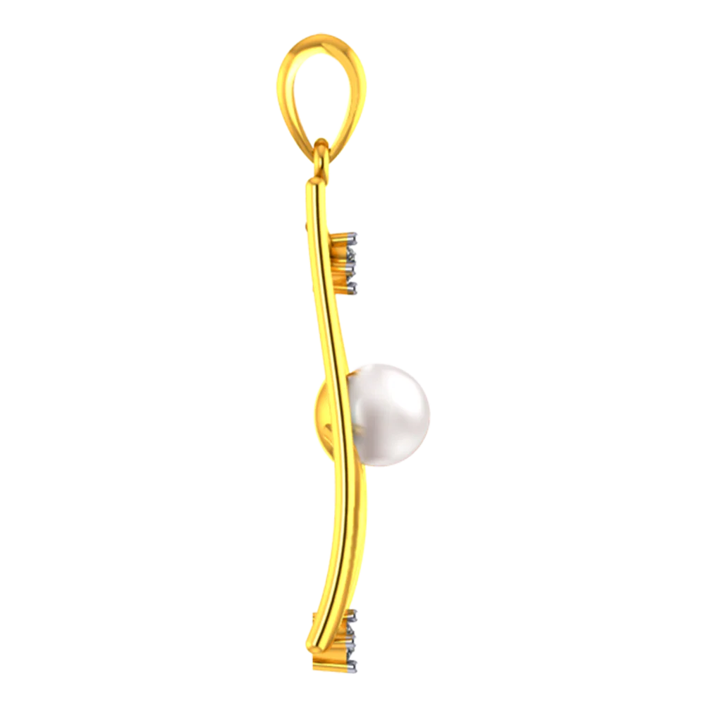 Rectangle Shaped Diamond Studded 18k Diamond Pendant With A Pearl Centre - Image 4