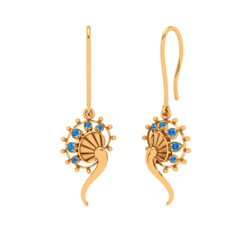Red & Yellow Designer Gold Earrings - Image 2