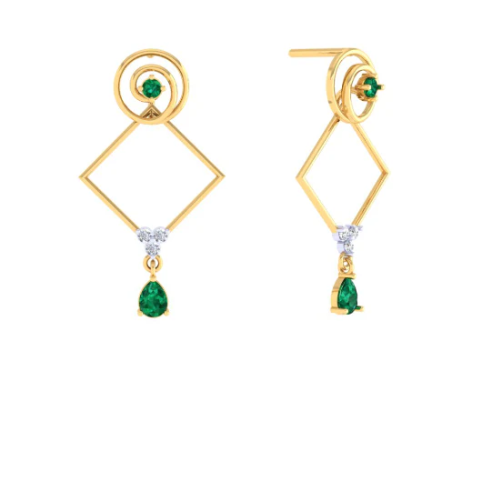 Rhombus Shaped Trendy Gold Earrings - Image 2