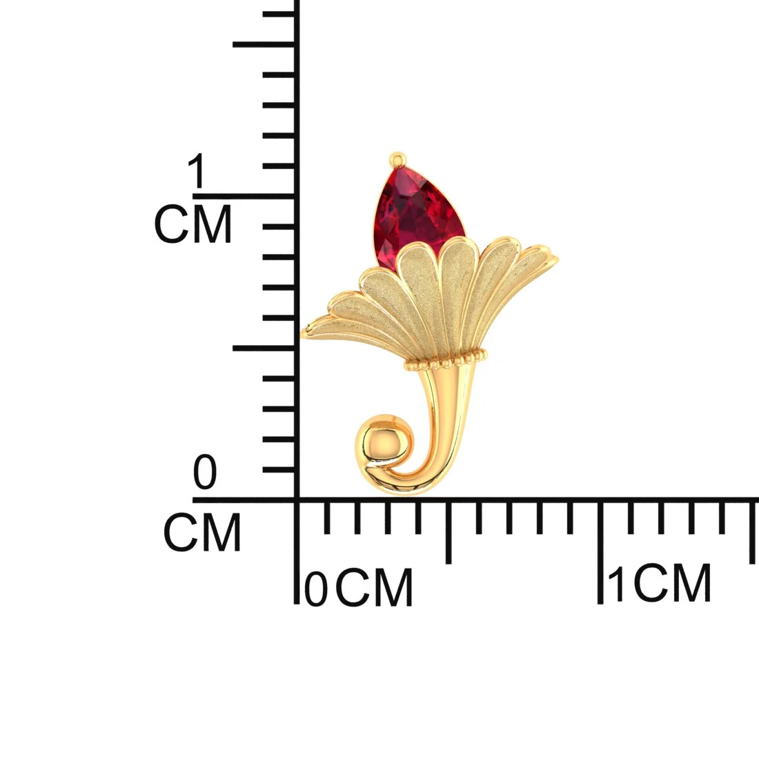 Ruby Blossom Stud Earrings With Petals In 14K Gold - Image 5