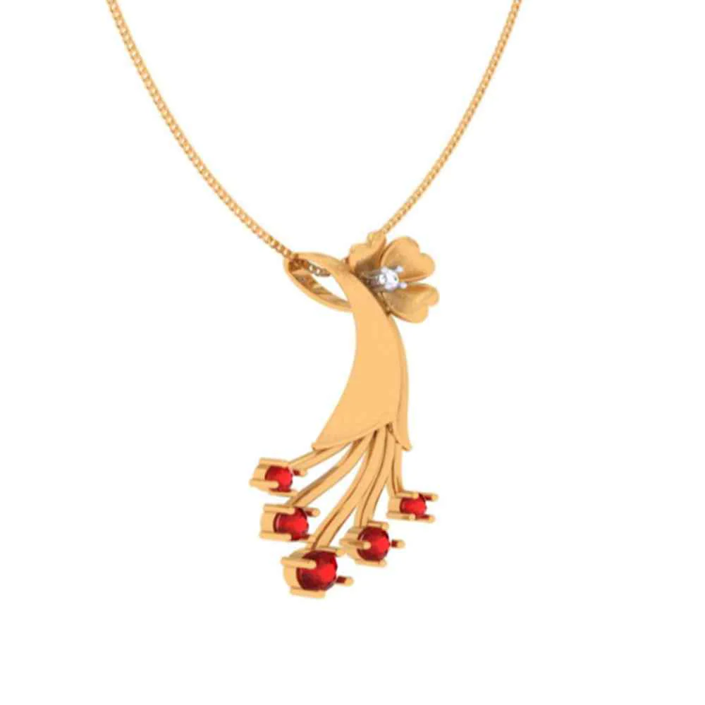 Sacred Flower With Red Stone Pendant - Image 5