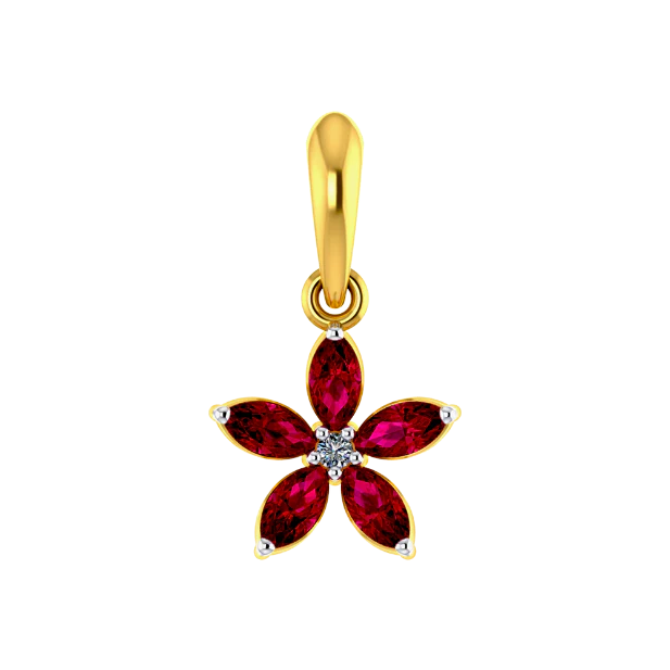 Scarlet Petal Gold Pendant
