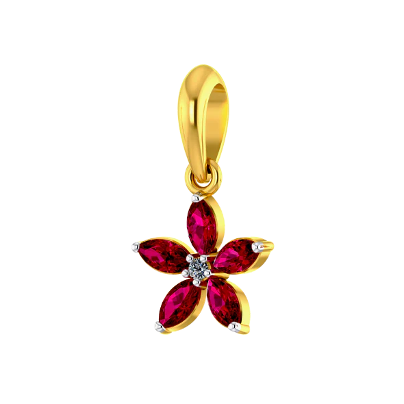 Scarlet Petal Gold Pendant - Image 2