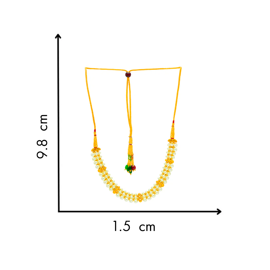 Shashwati 22KT (916) Gold Pearl Tushi Necklace with Dori Tassel - Image 5