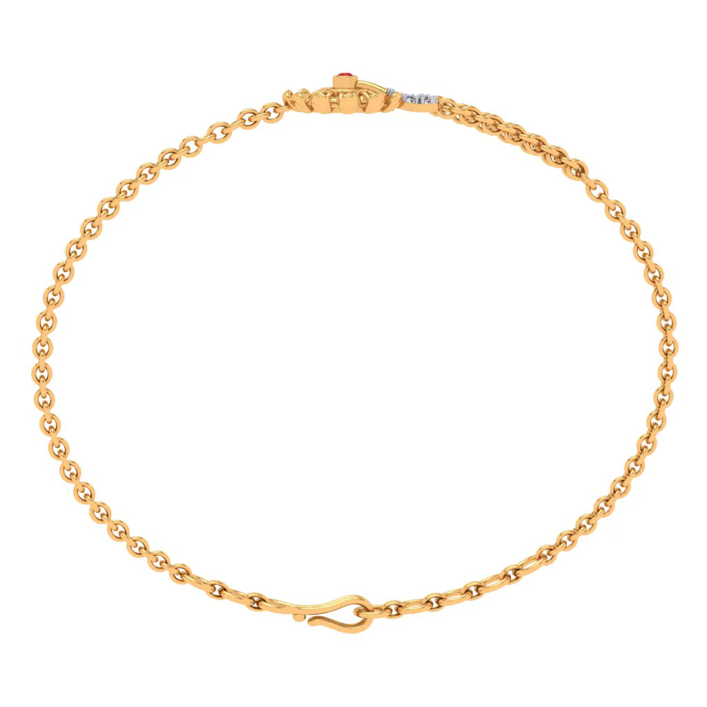 Shimmering Single Red Stone Studded Gold Bracelet - Image 4