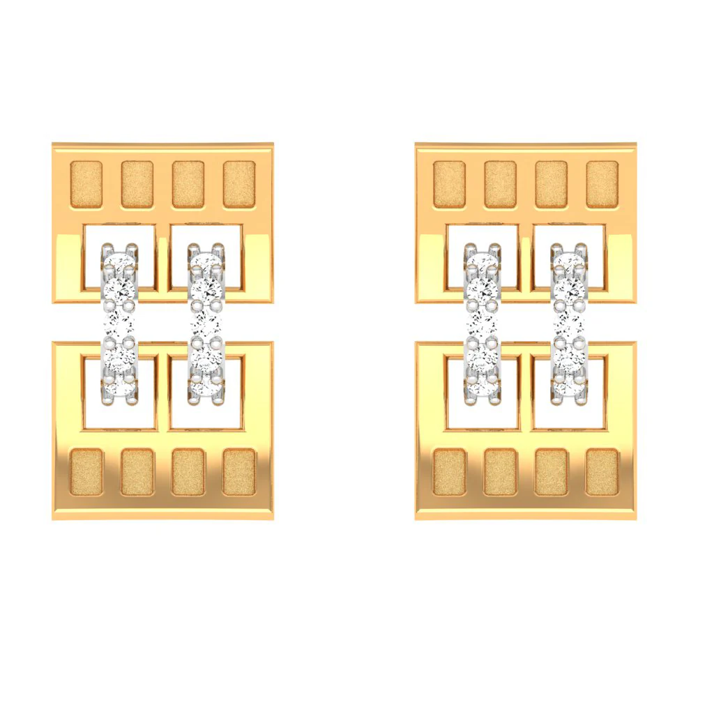 Simple And Unique Design Gold And Diamond Earring For You