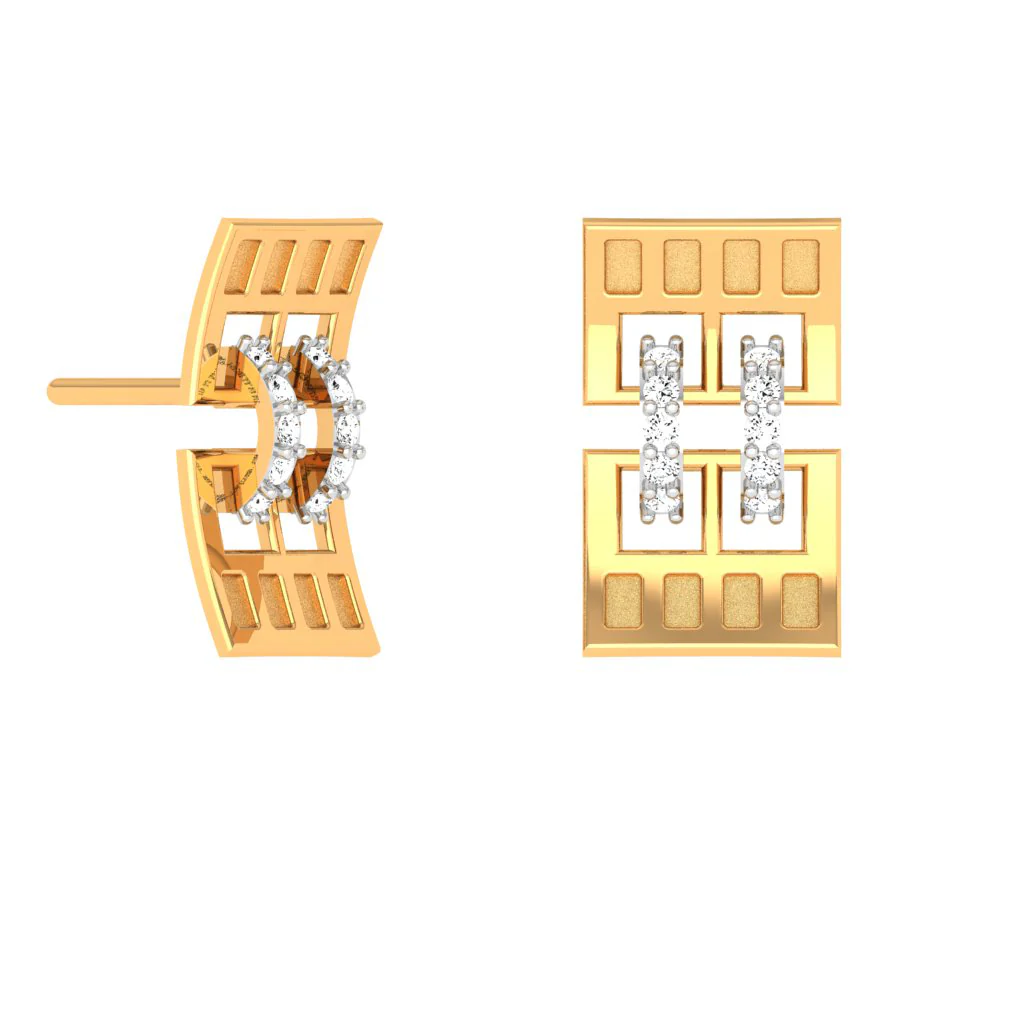Simple And Unique Design Gold And Diamond Earring For You - Image 2