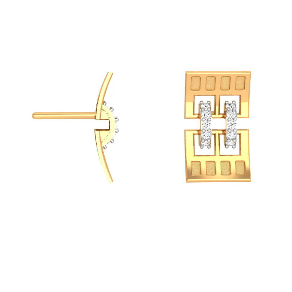 Simple And Unique Design Gold And Diamond Earring For You - Image 3