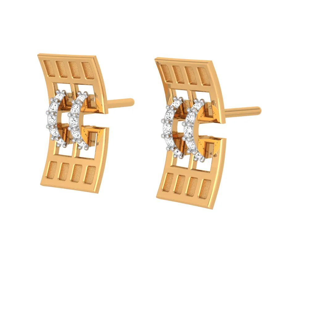 Simple And Unique Design Gold And Diamond Earring For You - Image 6