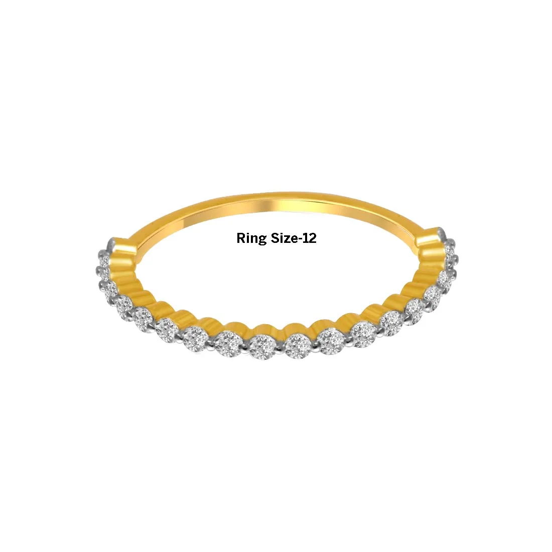 Slender 14K Gold Ring With Sparkling Diamonds Over Continuous Bands - Image 5