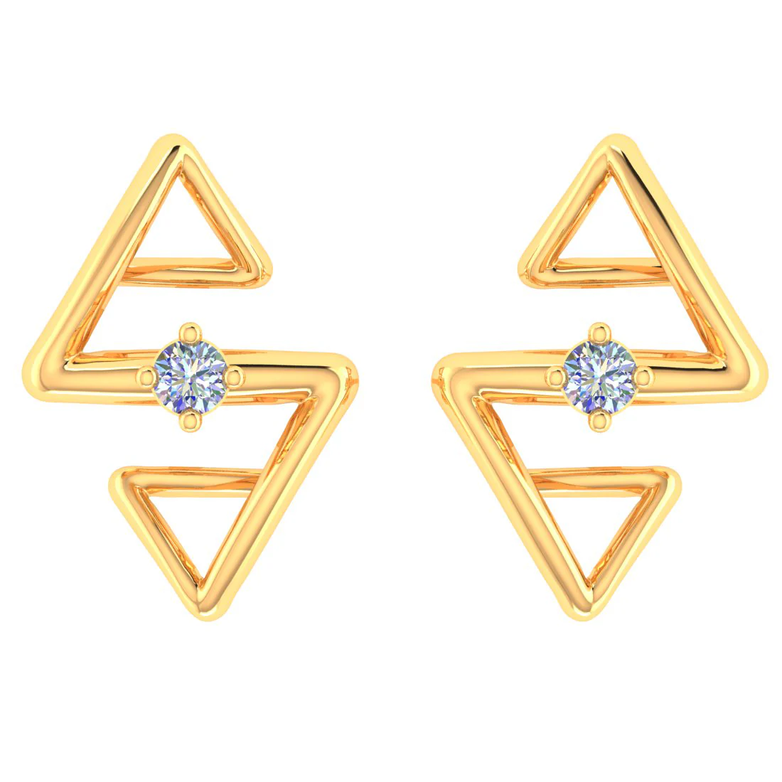 Spark 14KT (585) Yellow Gold and Certified Natural Diamond Stud Earrings - Image 2