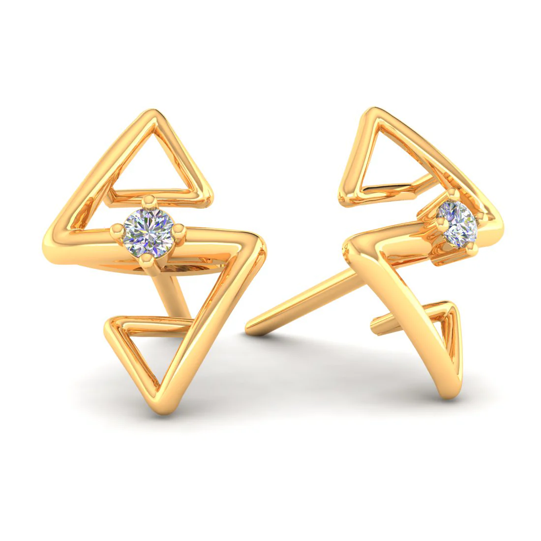 Spark 14KT (585) Yellow Gold and Certified Natural Diamond Stud Earrings - Image 3