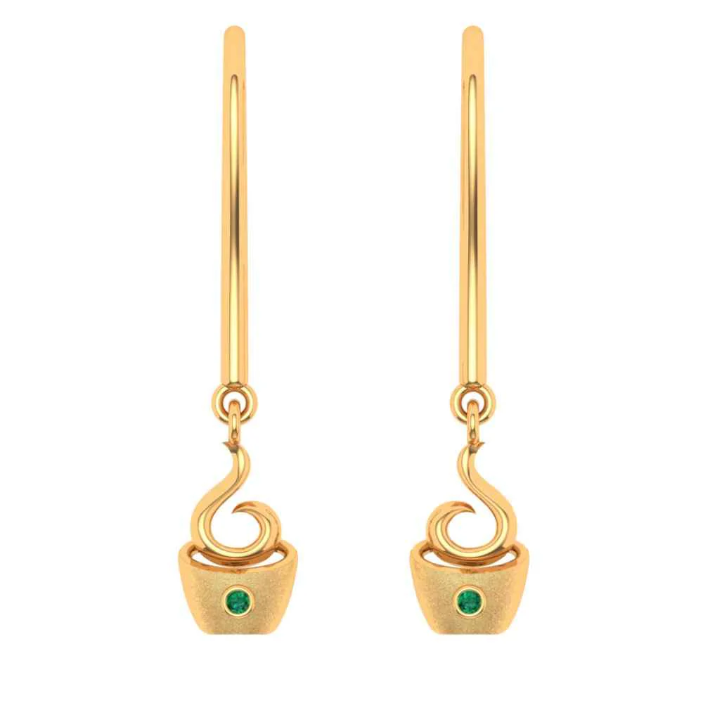 Spiral Coffee Cup Gold Earring