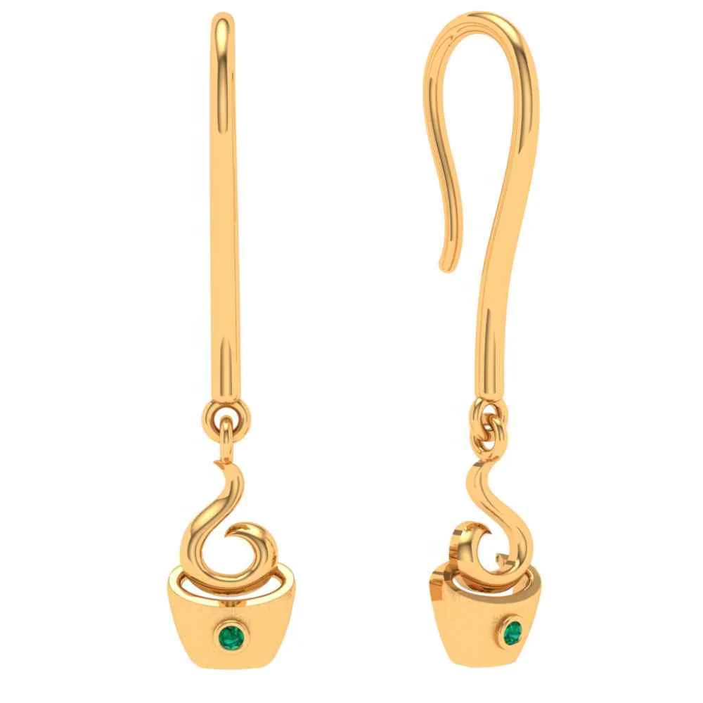 Spiral Coffee Cup Gold Earring - Image 2