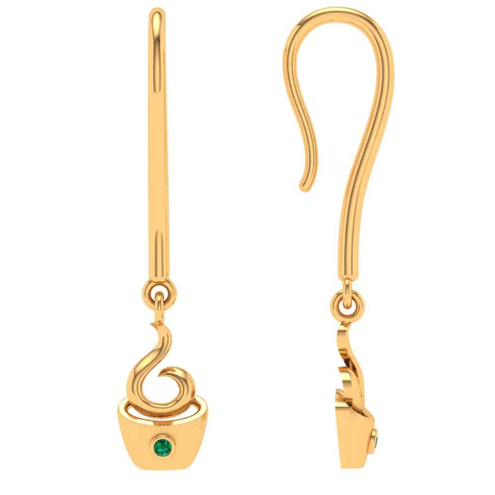 Spiral Coffee Cup Gold Earring - Image 3