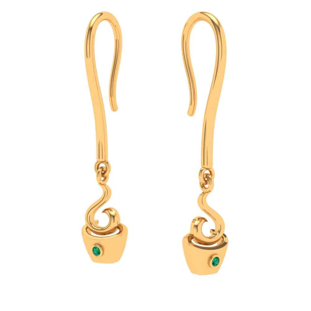 Spiral Coffee Cup Gold Earring - Image 4