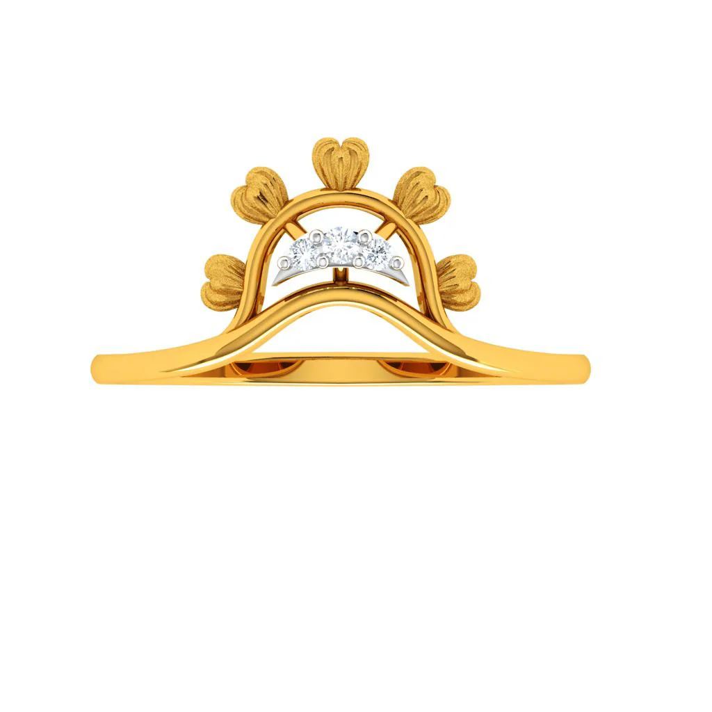 Stone Studded Fashionable Designed 18KT Women's Gold Ring